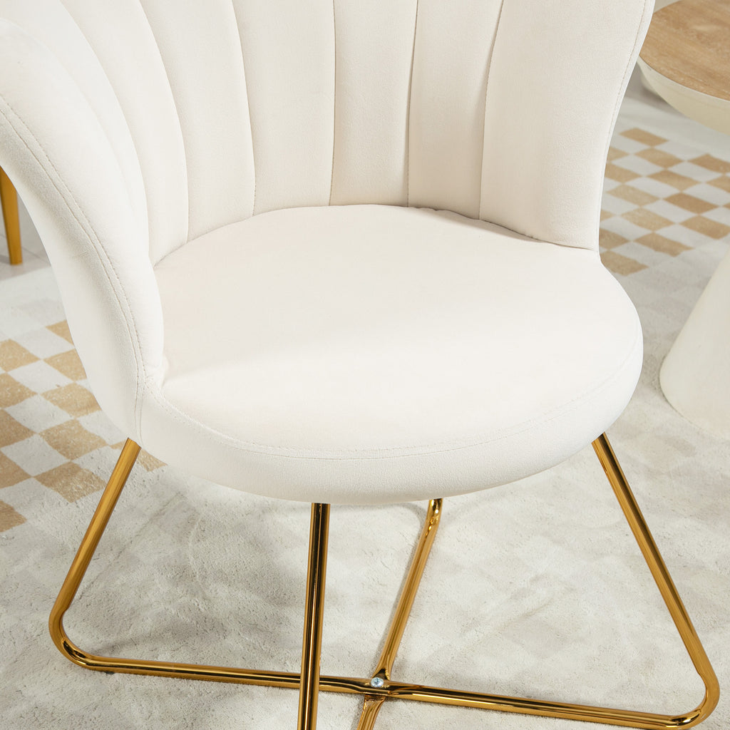 Fauteuil coquillage chaise coiffeuse fauteuil en velours fauteuil de salon avec pieds en acier 69 x 64 x 80 cm crème-8