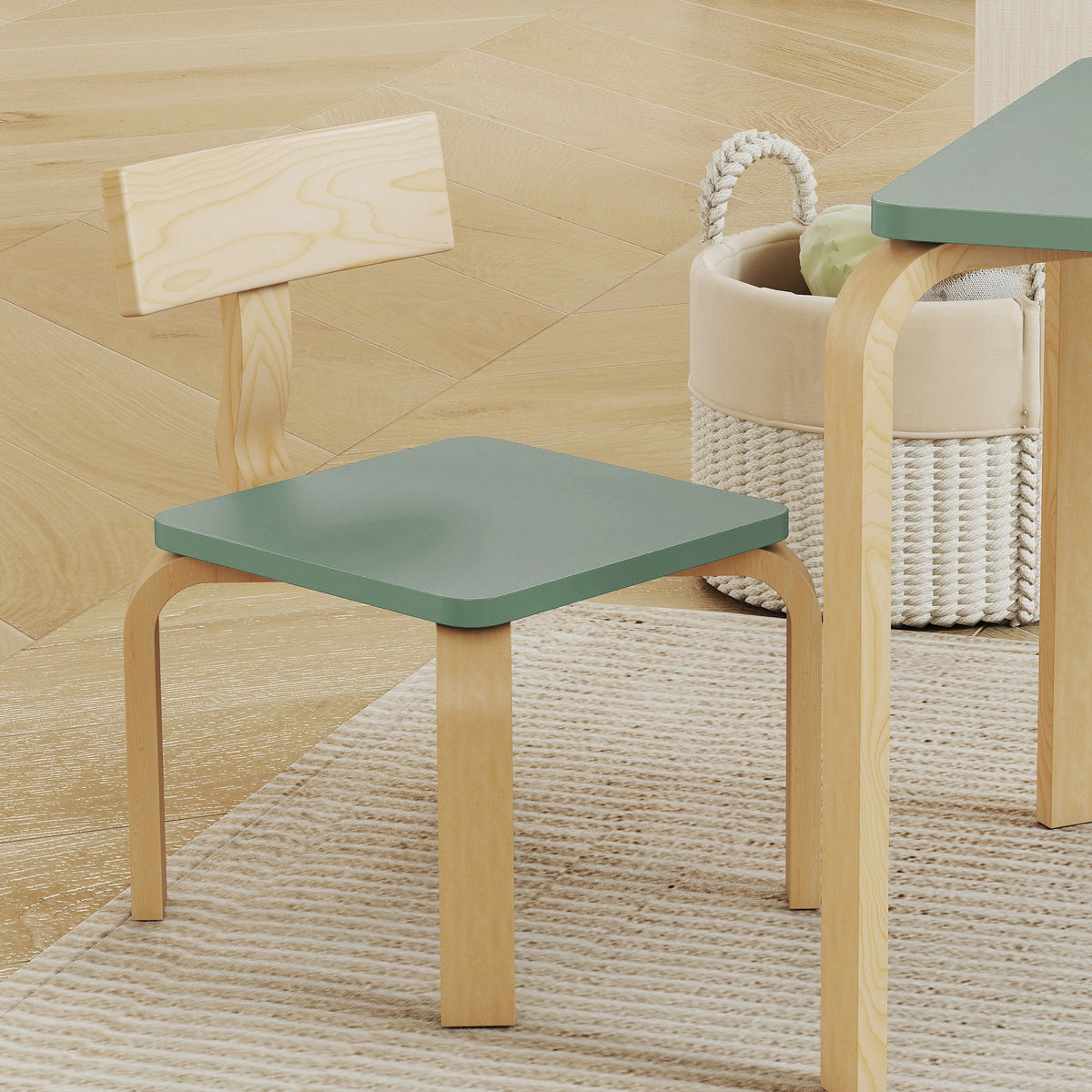 Table enfant avec chaises, lot table et 2 chaises enfant en bois pour dessiner, jouer, étudier, 78x53x53cm, vert-7
