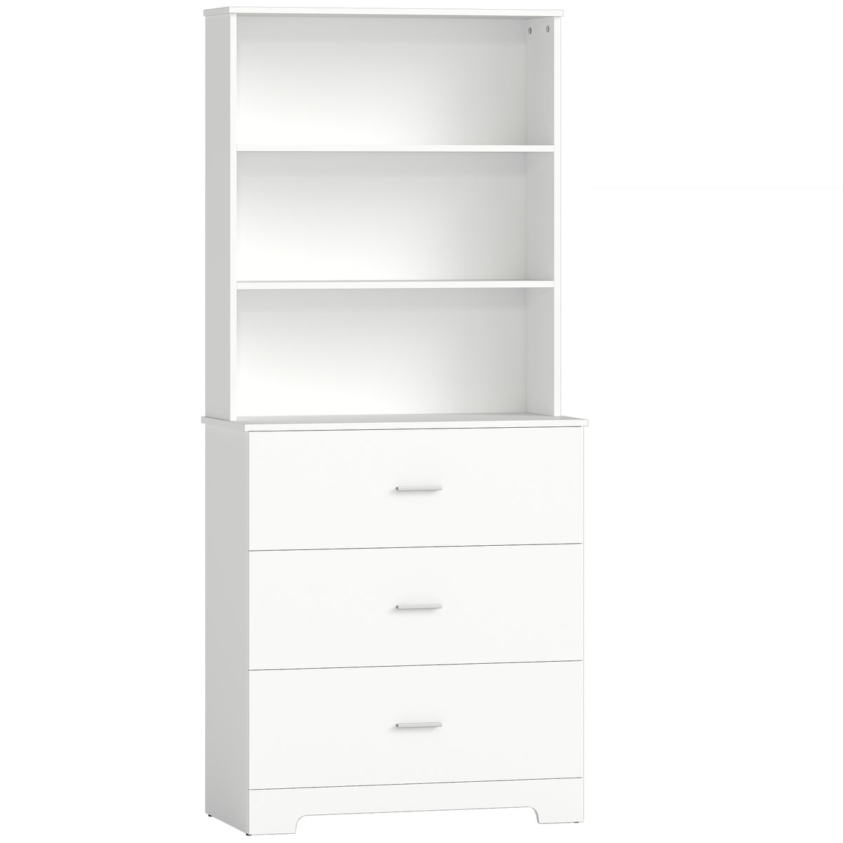 Bibliothèque à 6 niveaux, meuble de rangement avec 3 tiroirs et 3 étagères ouvertes, 79 x 39,5 x 182,2 cm, blanc-0