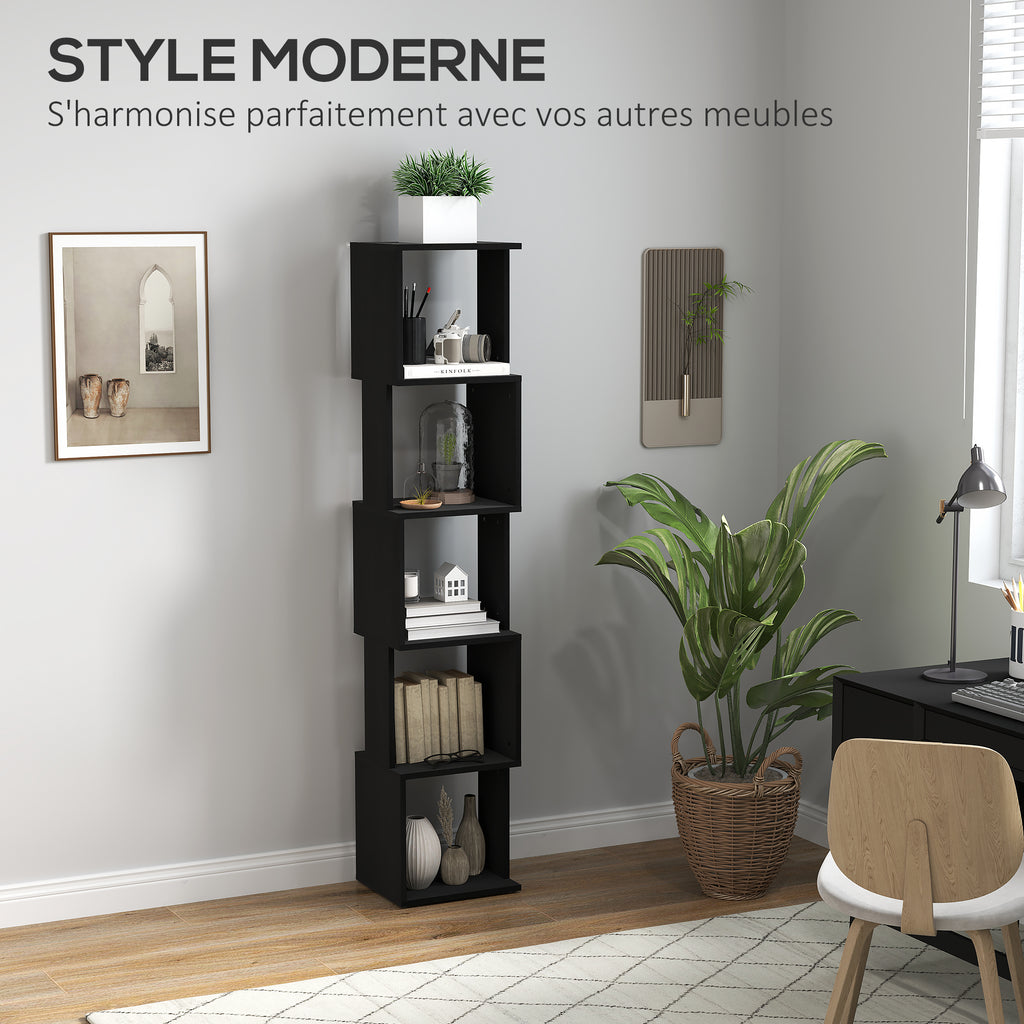 Bibliothèque étagère Design Moderne à 5 Niveaux – Rangement Pratique pour Maison ou Bureau, noir-3
