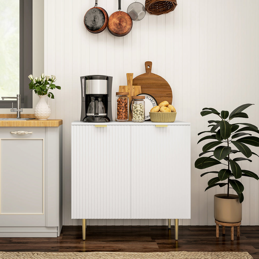 Buffet Cuisine, Meuble de Rangement avec 2 Portes, Étagère Réglable, Pieds Métalliques Surélevés, 80 x 40 x 80 cm, Blanc-9