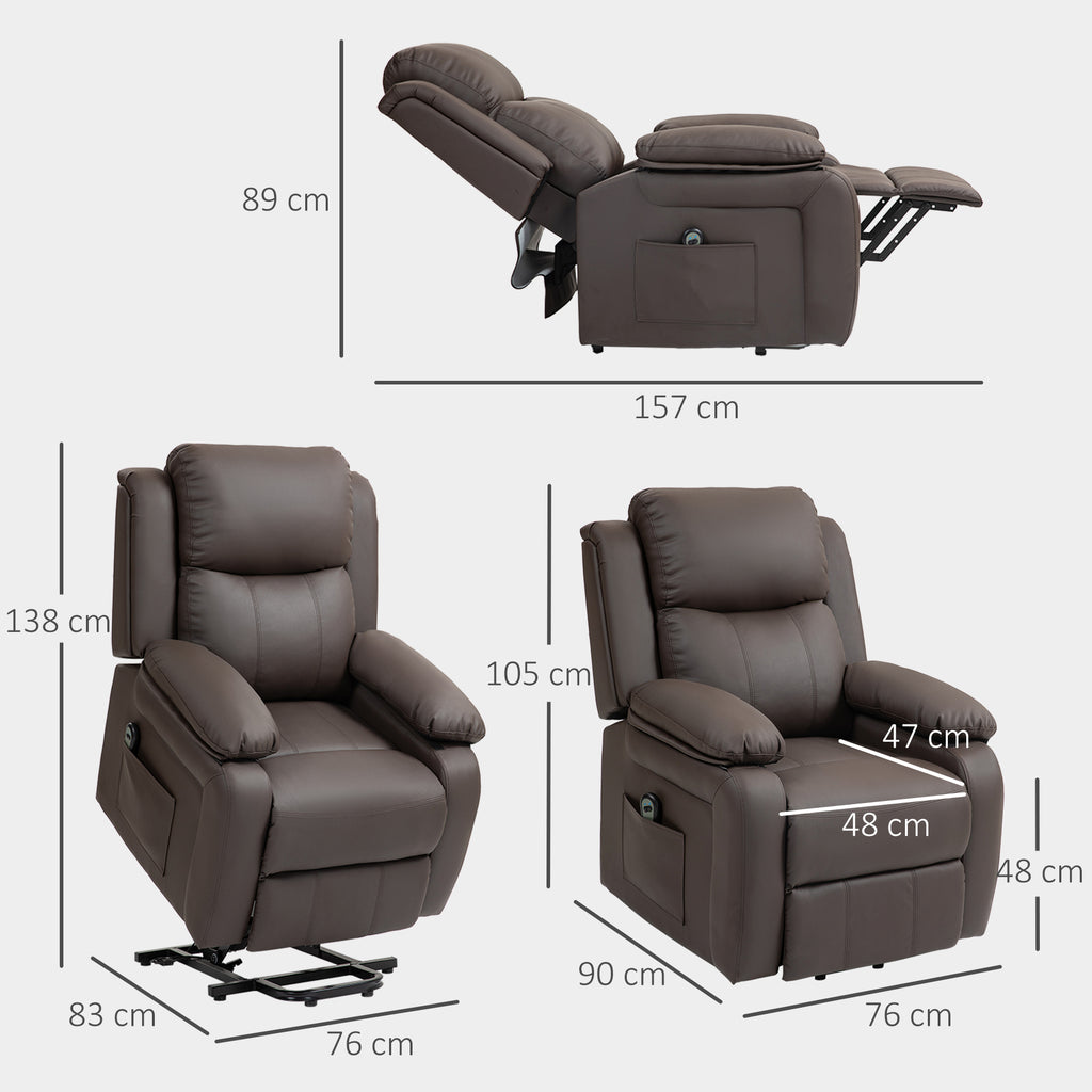 Fauteuil releveur électrique fauteuil relax électrique avec repose-pied télécommande et 2 pochettes 76x90x105cm marron-2