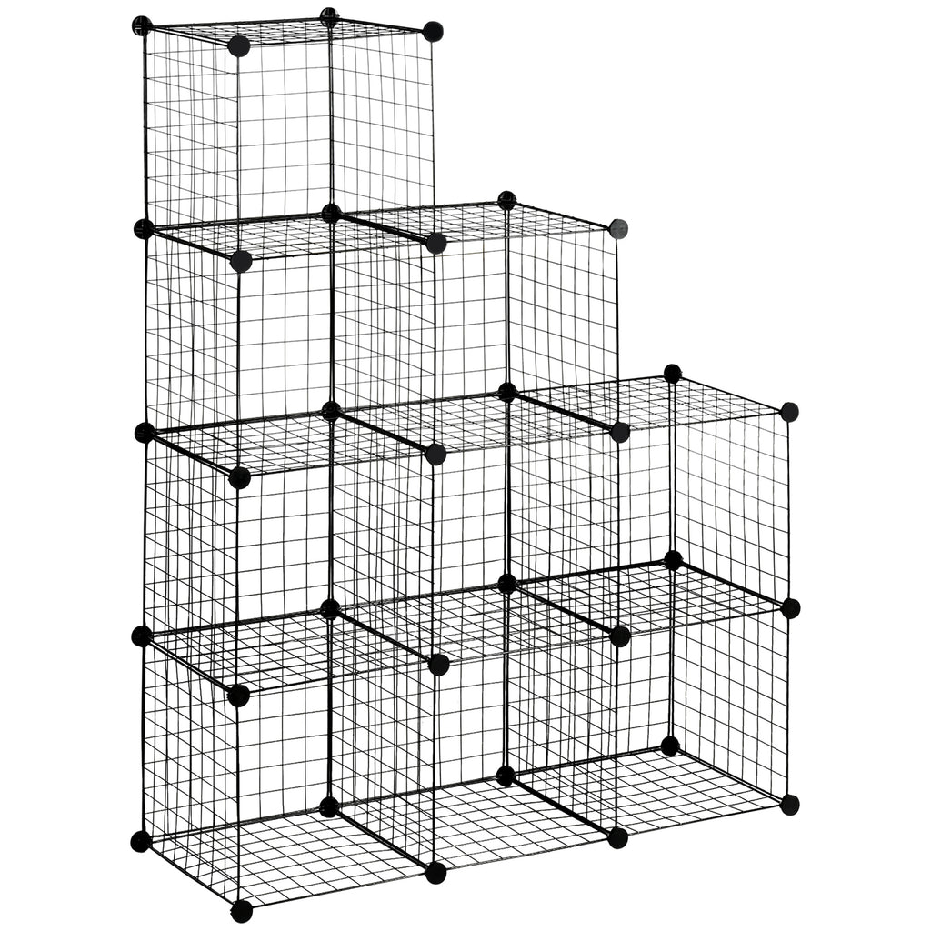 Étagère cube modulable DIY avec 9 compartiments en treillis métallique pour salon, chambre à coucher, noir-0