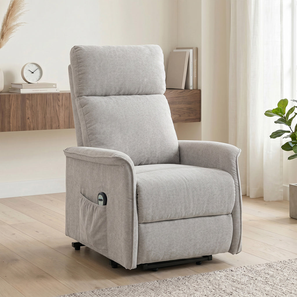 Fauteuil Releveur Électrique, Fauteuil Relax Électrique en Chenille avec Coussin à Ressorts, Dossier Inclinable, Gris-1