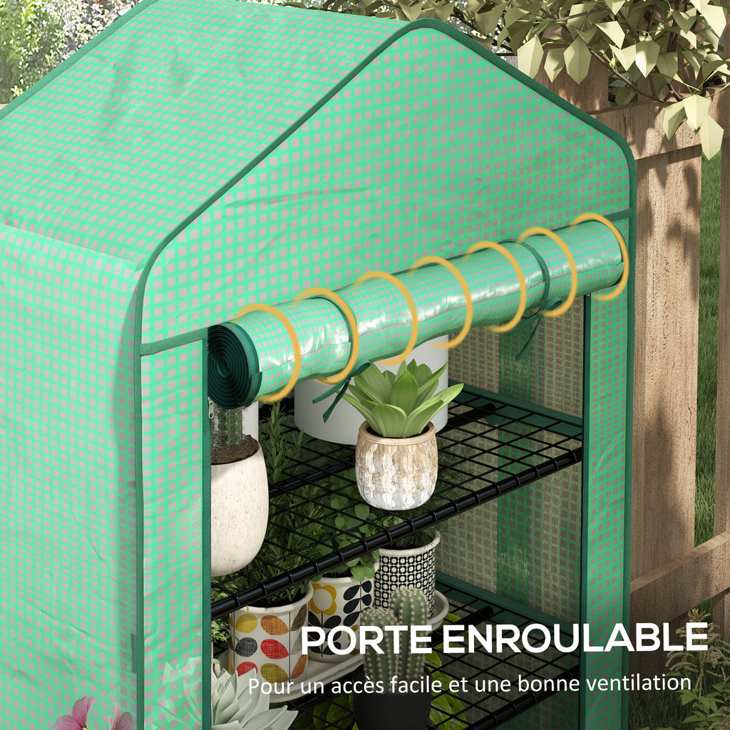 Serre de Jardin Balcon étagère Serre 4 Niveaux 90L x 49l x 160H cm Acier galvanisé bâche Amovible PE Haute densité Vert-5