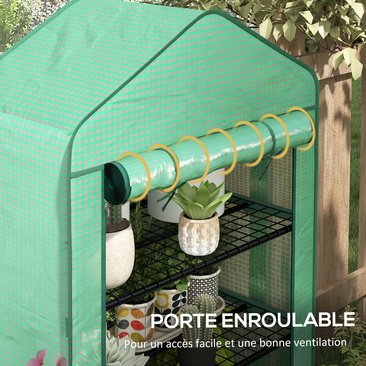 Serre de Jardin Balcon étagère Serre 4 Niveaux 90L x 49l x 160H cm Acier galvanisé bâche Amovible PE Haute densité Vert-5
