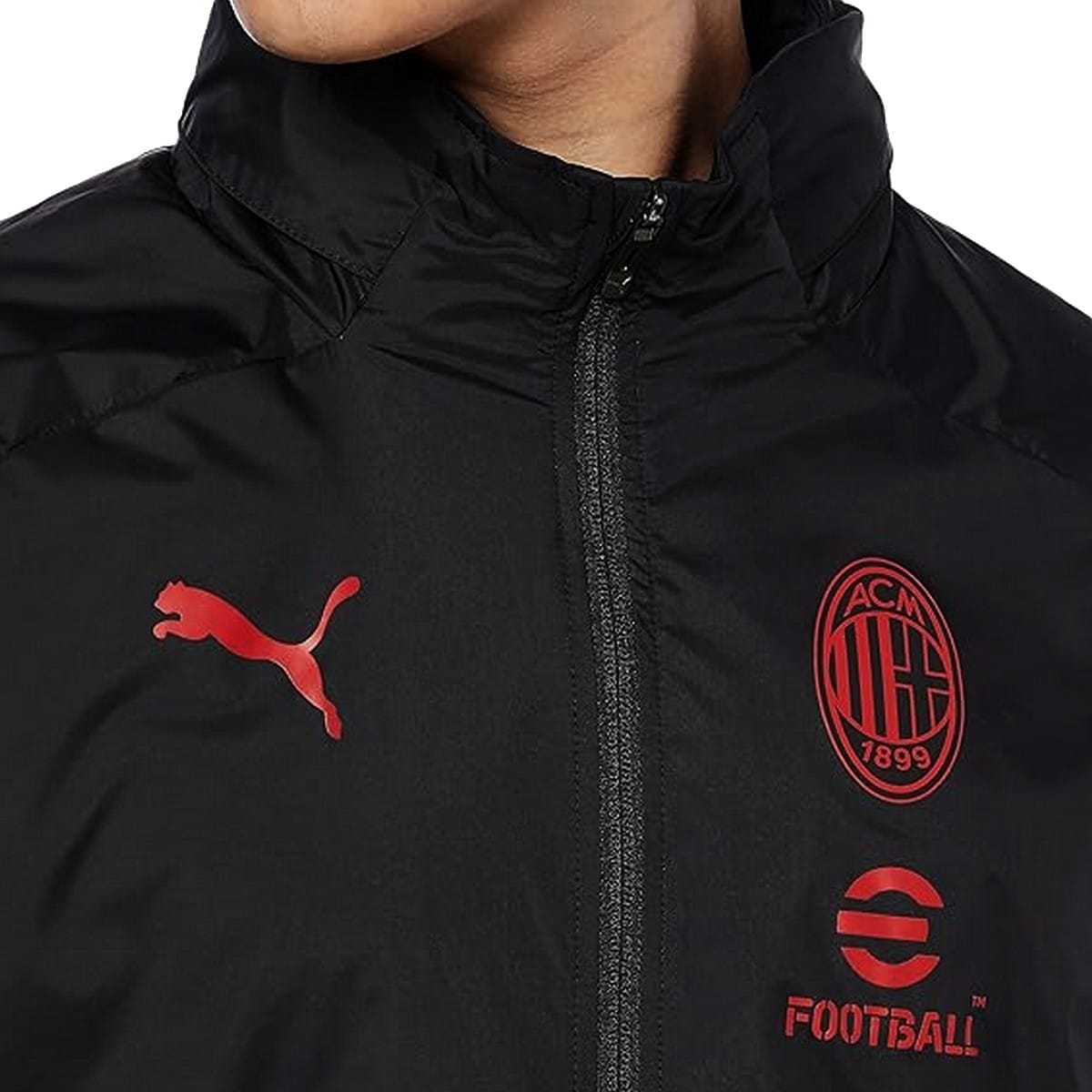 AC Milan black soccer training rain jacket 2023/24 - Puma-2