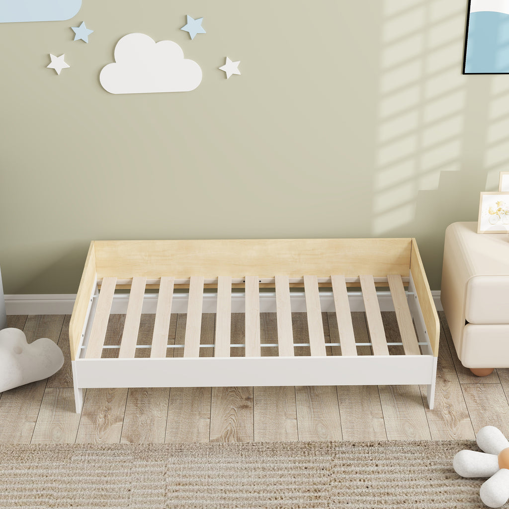 Lit enfant lit avec sommier à lattes avec panneaux latéraux élevés conception basse en bois 143,5 x 74 x 40 cm blanc-6