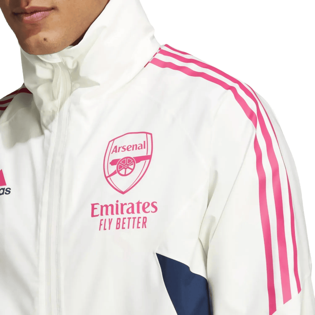 Arsenal FC waterproof Pro windbreaker jacket 2023 white/blue - Adidas-3