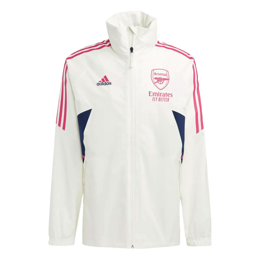 Arsenal FC waterproof Pro windbreaker jacket 2023 white/blue - Adidas-0