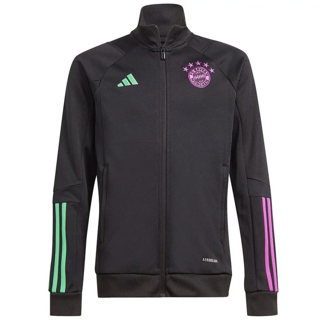 Kids - Bayern Munich black training bench tracksuit 2023/24 - Adidas-4