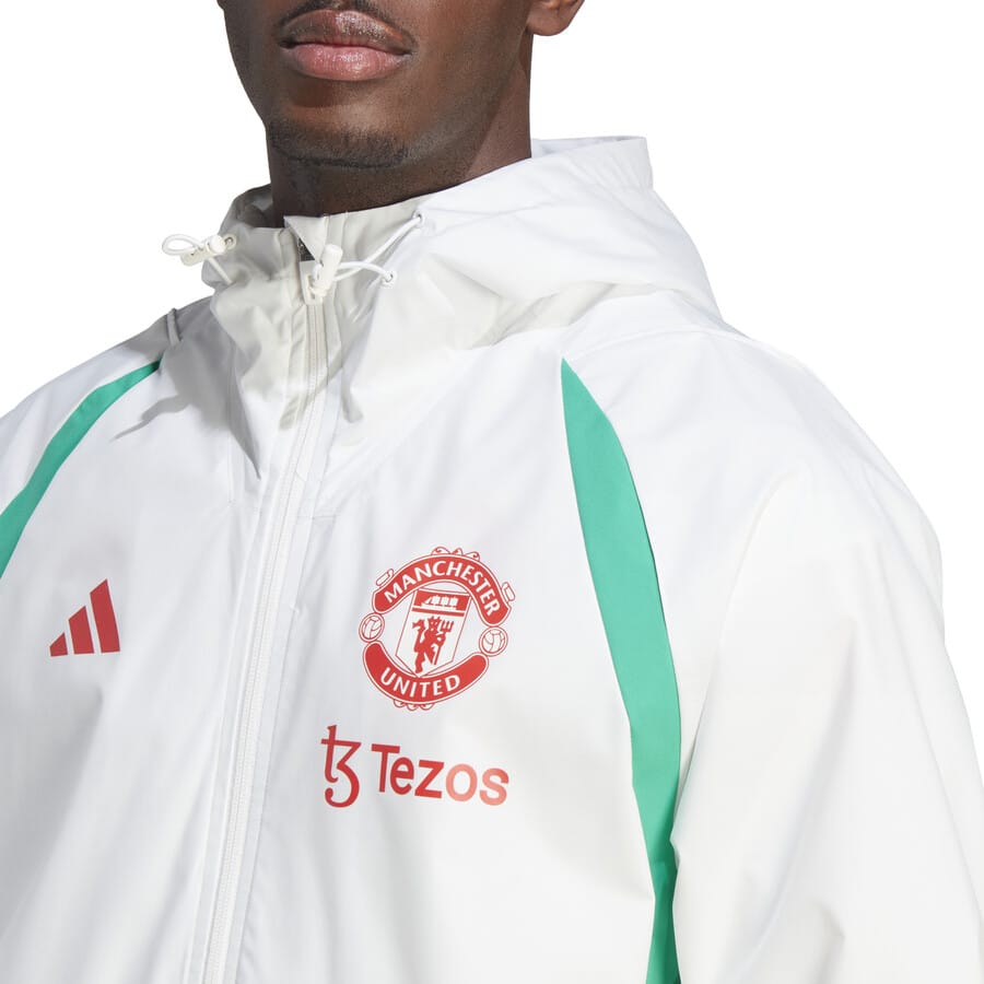 Manchester United soccer training rain jacket 2023/24 white - Adidas-3