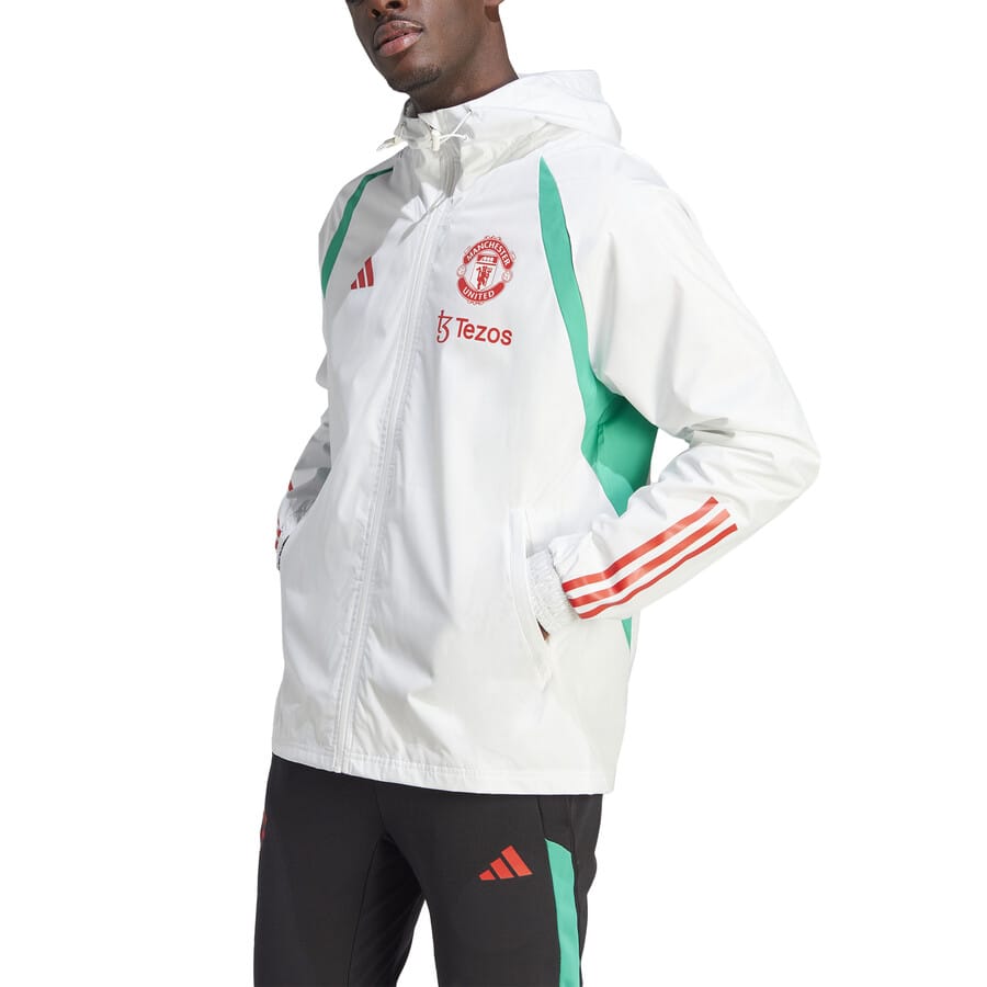 Manchester United soccer training rain jacket 2023/24 white - Adidas-1
