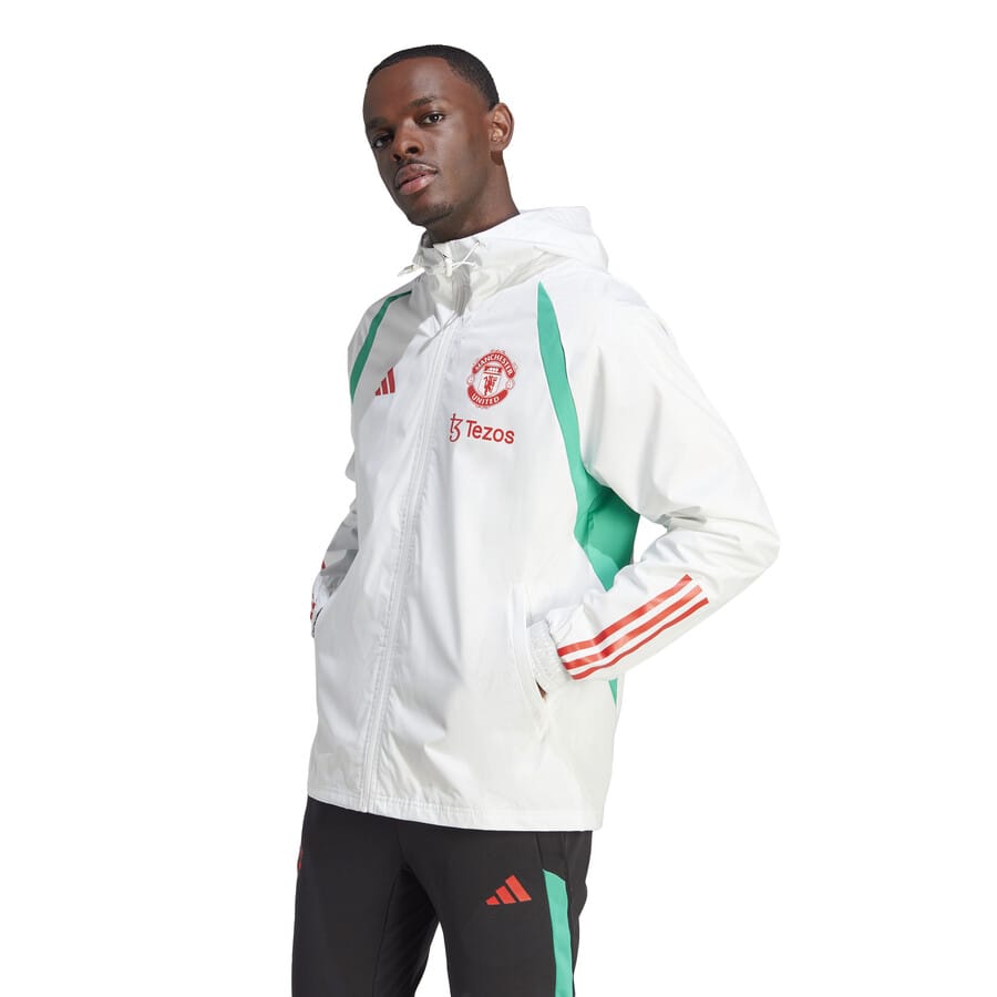 Manchester United soccer training rain jacket 2023/24 white - Adidas-4