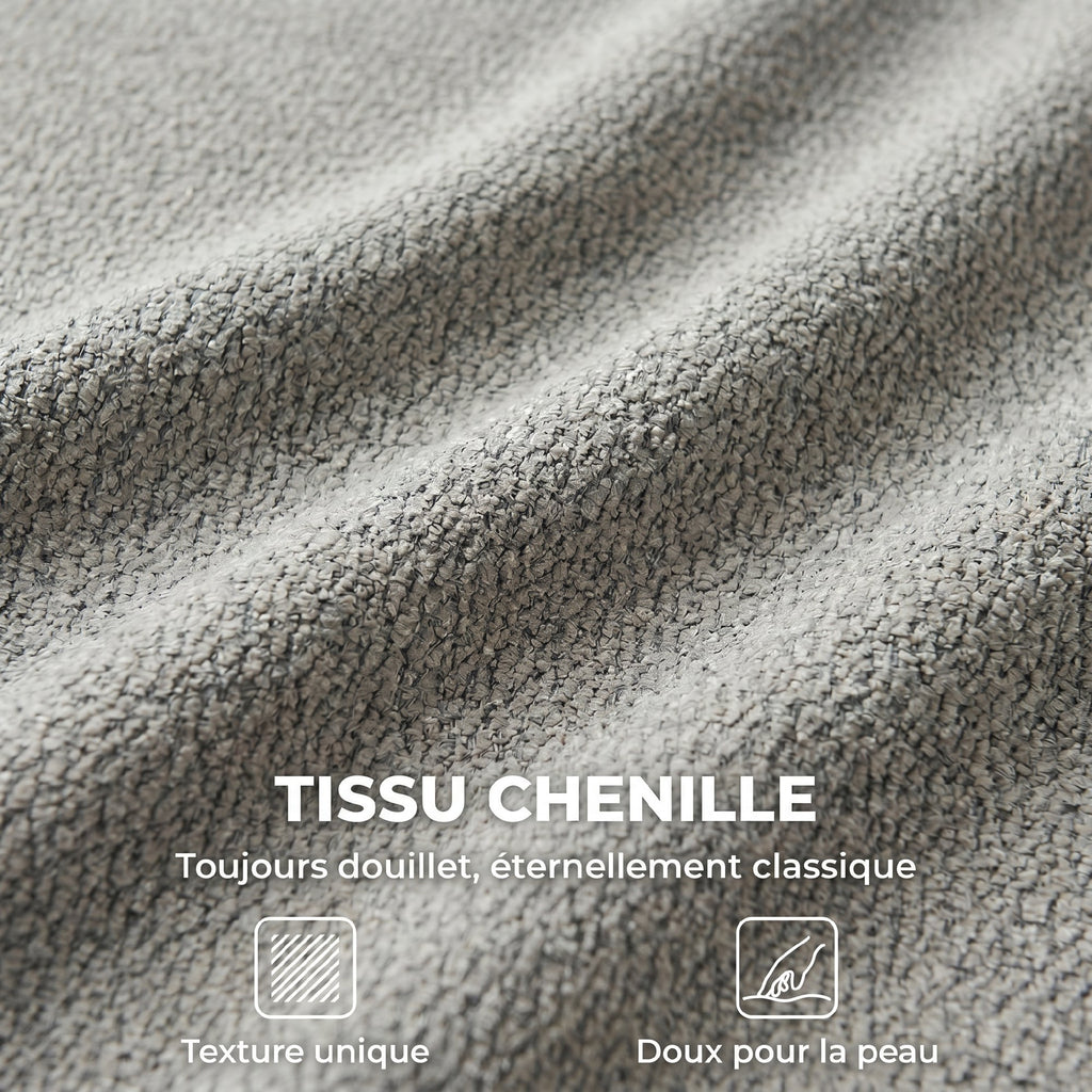Chaise Bureau Ergonomique, Fauteuil de Bureau en Chenille avec Hauteur Réglable, Dossier Incurvé, Gris-3