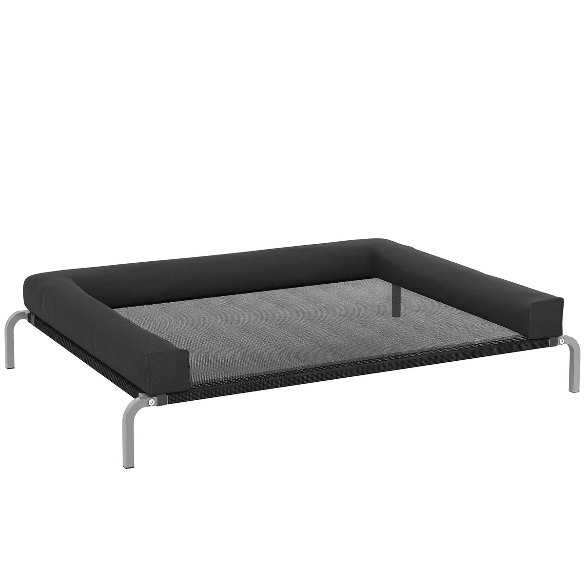 Lit surélevé pour chien rafraichissant, lit de camp pour chiens intérieur extérieur portable, 130 x 90 x 30 cm, noir-0