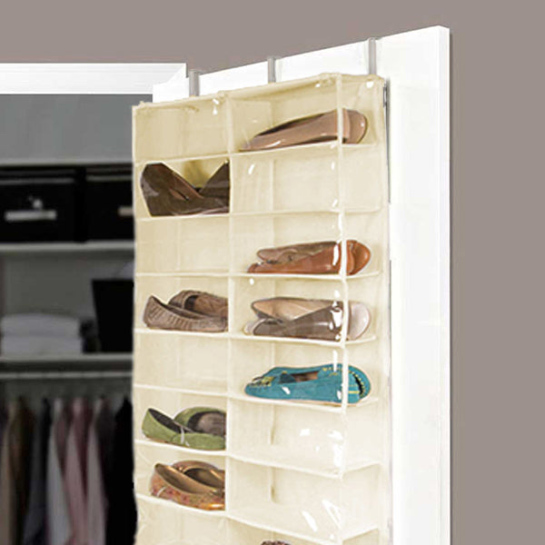 Scarpiera da appendere alla porta beige – 26 scomparti-1