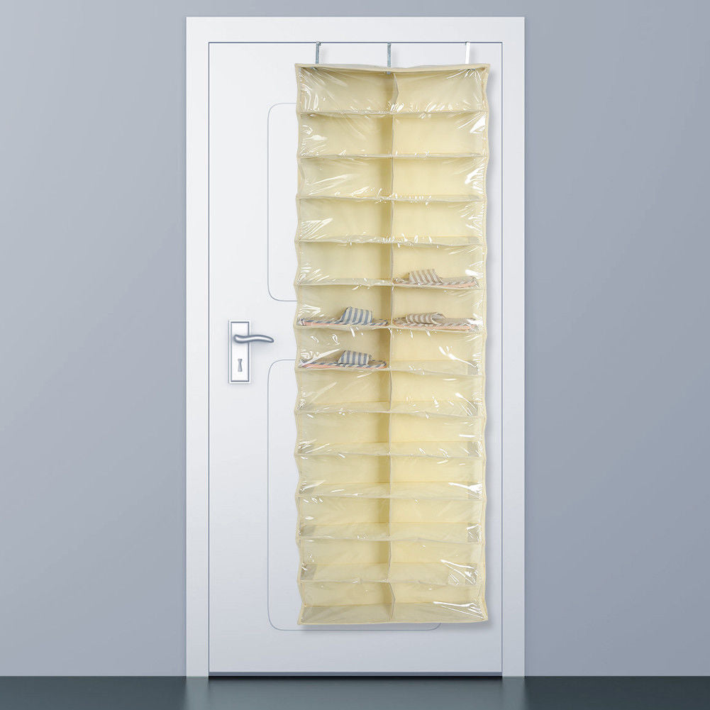 Scarpiera da appendere alla porta beige – 26 scomparti-2