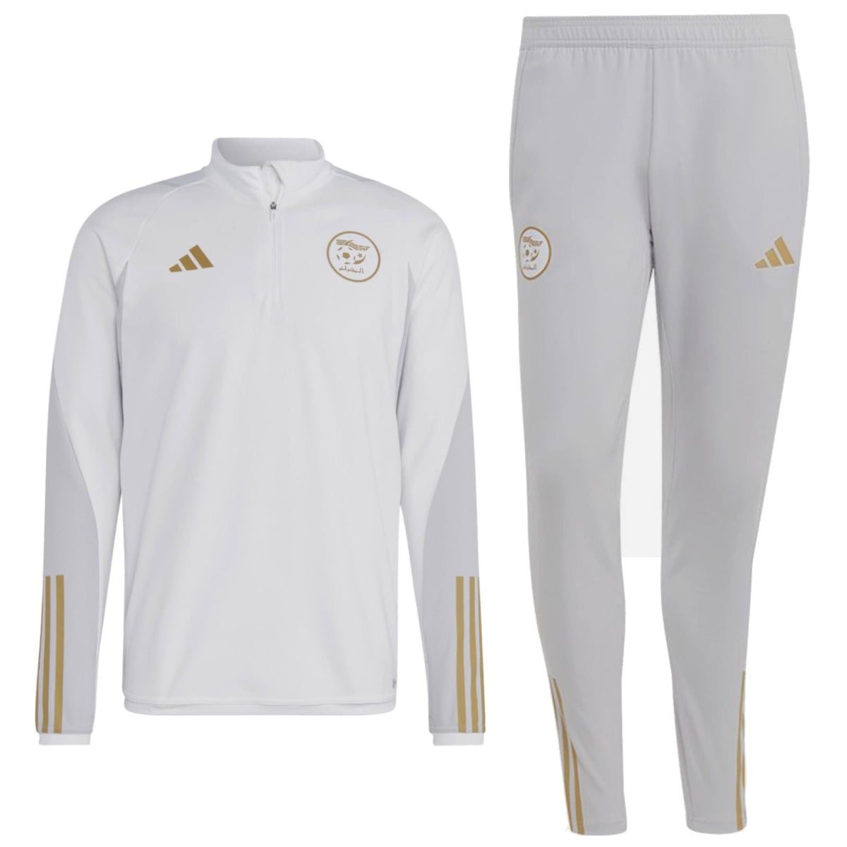 Algeria training technical Soccer tracksuit 2022/23 white/gold - Adidas-0