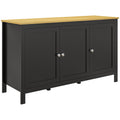 Buffet meuble de rangement avec 3 portes 2 étagères réglables plateau aspect bois clair 120 x 40 x 70 cm noir-0