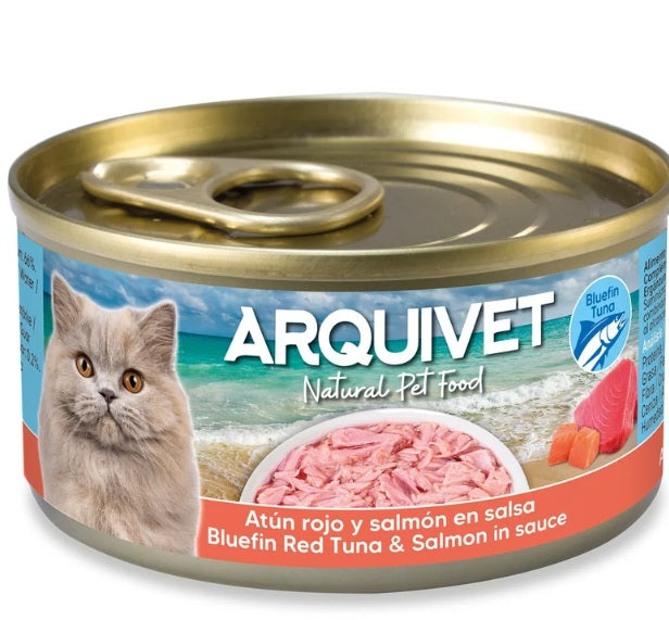ARQUIVET-Tonno rosso e salmone in salsa - Mini Filetti- Mini Filetti  80gr