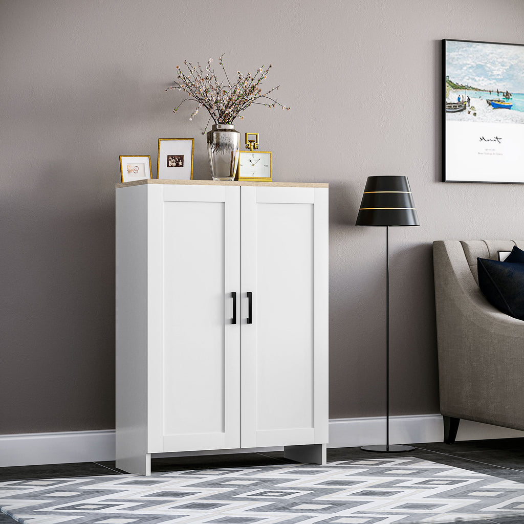 Buffet meuble cuisine rangement avec placard à portes et étagères réglables, 60 x 30 x 90 cm, blanc-4