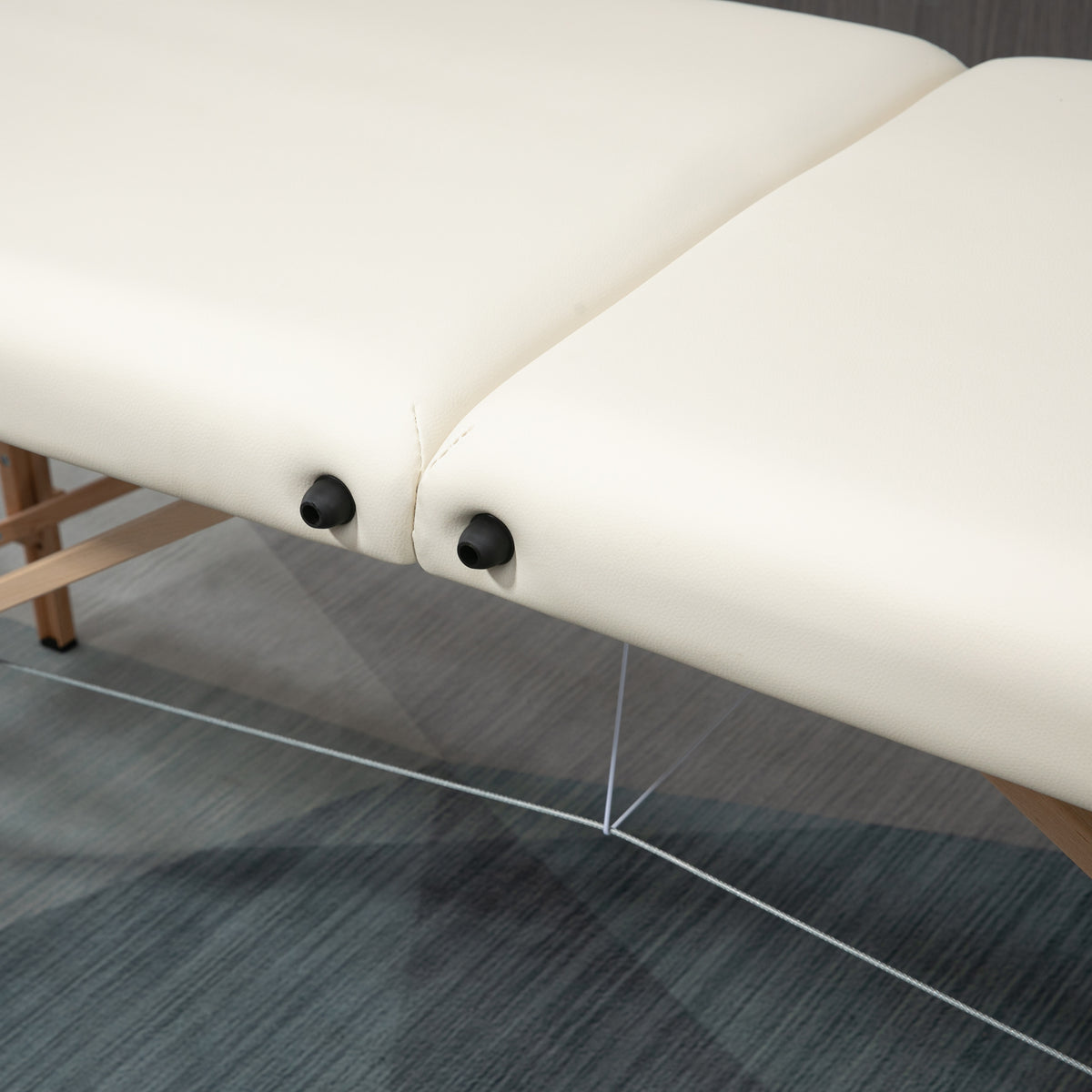 Lit/Table de Massage cosmetique Pliable en Bois 2 Zones crème-8