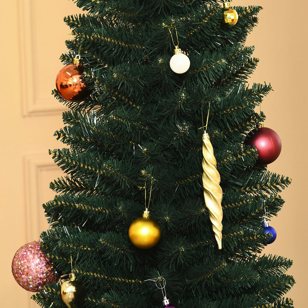 Albero di Natale slim 180 cm con 380 rami e base pieghevole, verde