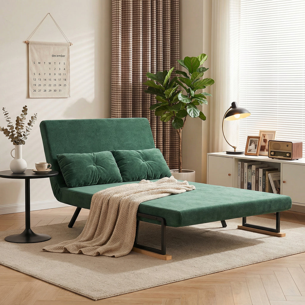 Canapé convertible 2 places 4 en 1, canapé-lit avec dossier réglable sur 5 niveaux, 2 coussins, 102 x 73 x 81 cm, vert-9