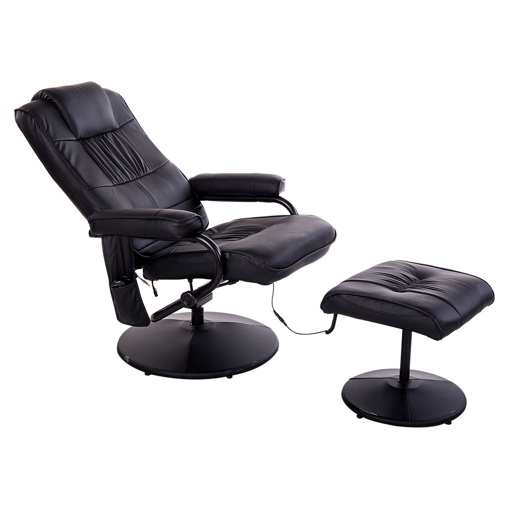 Fauteuil de Massage et Relaxation électrique pivotant inclinable avec Repose-Pied revêtement synthétique Noir-9
