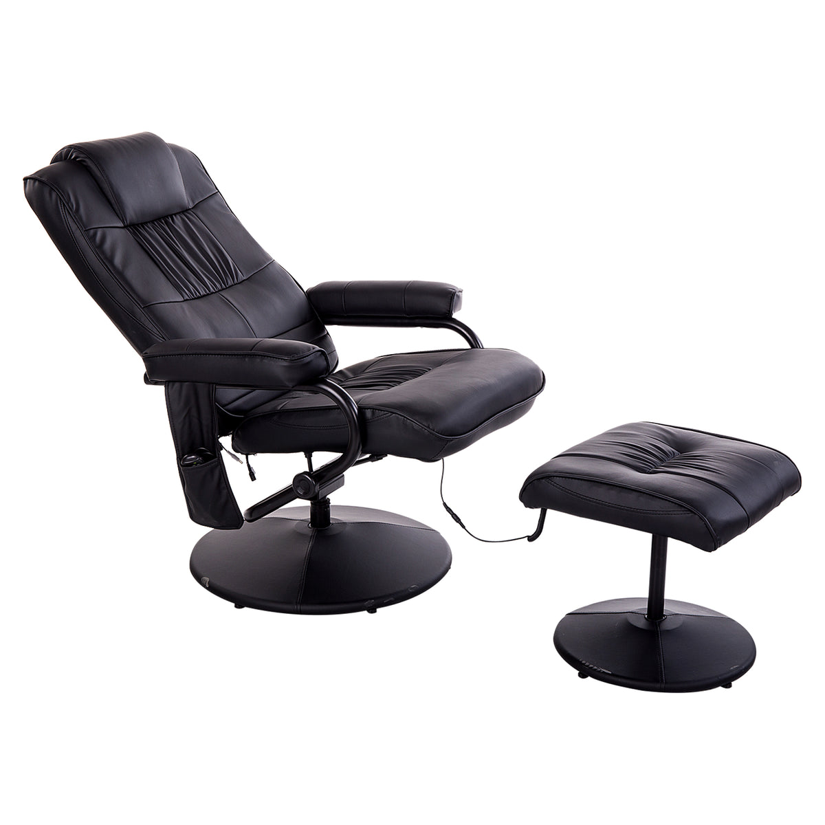 Fauteuil de Massage et Relaxation électrique pivotant inclinable avec Repose-Pied revêtement synthétique Noir-9