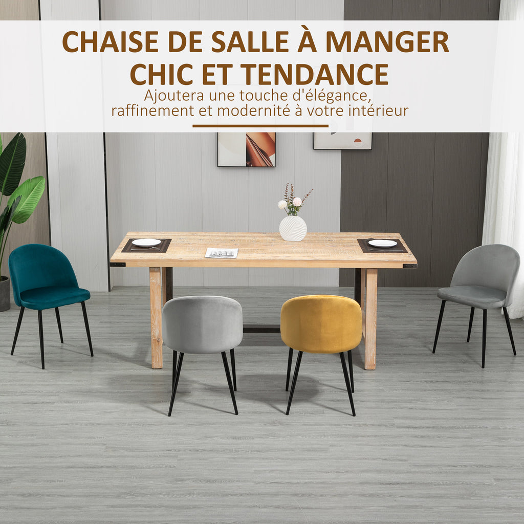 Lot de 4 chaises salle à manger chaise de cuisine scandinave chaise en velours rembourrée avec pieds effilés en métal, pour salon, salle à manger, multicolore-3