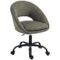 Chaise Bureau Ergonomique en Chenille, Hauteur Réglable, Accoudoirs Intégrés, Pivotant 360°, 59x60x79-89cm, Vert Foncé-0