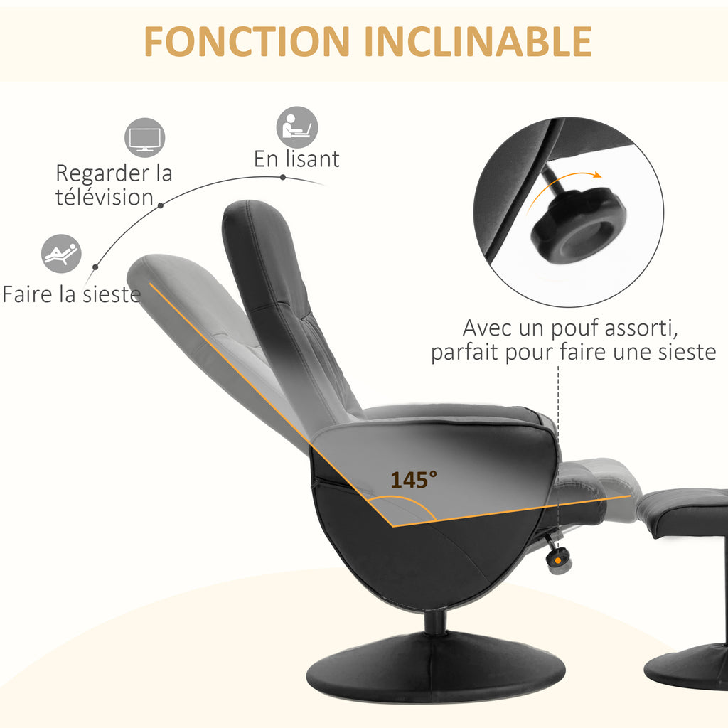 Fauteuil relax avec repose-pied fauteuil de relaxation relaxant pivotant 360° et dossier inclinable pour TV-3