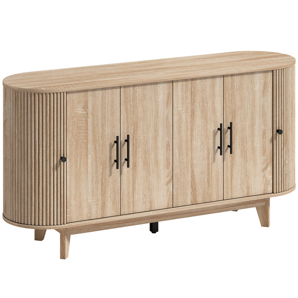Credenza ovale effetto rovere con ante scorrevoli, 147 cm