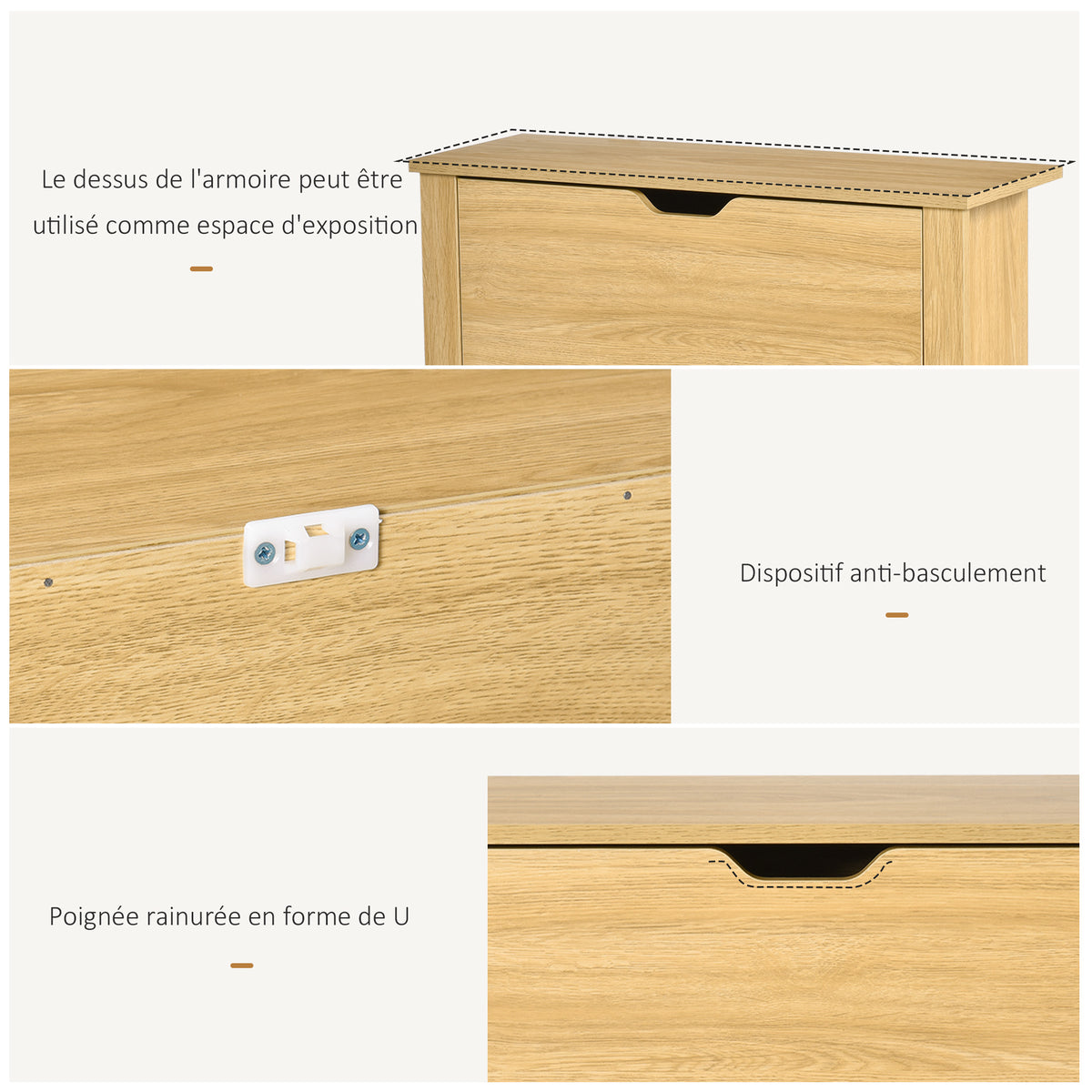 Meuble chaussure entrée, armoire à chaussures meuble d'entrée et couloir - 2 portes abattantes 2 compartiments-5
