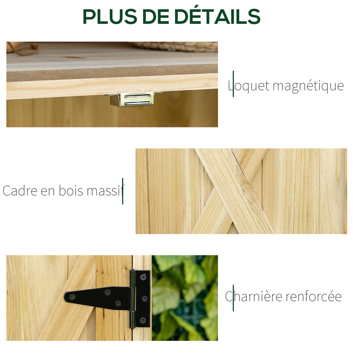 Armoire de jardin armoire de rangement de jardin plateau en métal galvanisé en bois massif 80 x 45 x 92 cm bois naturel-5