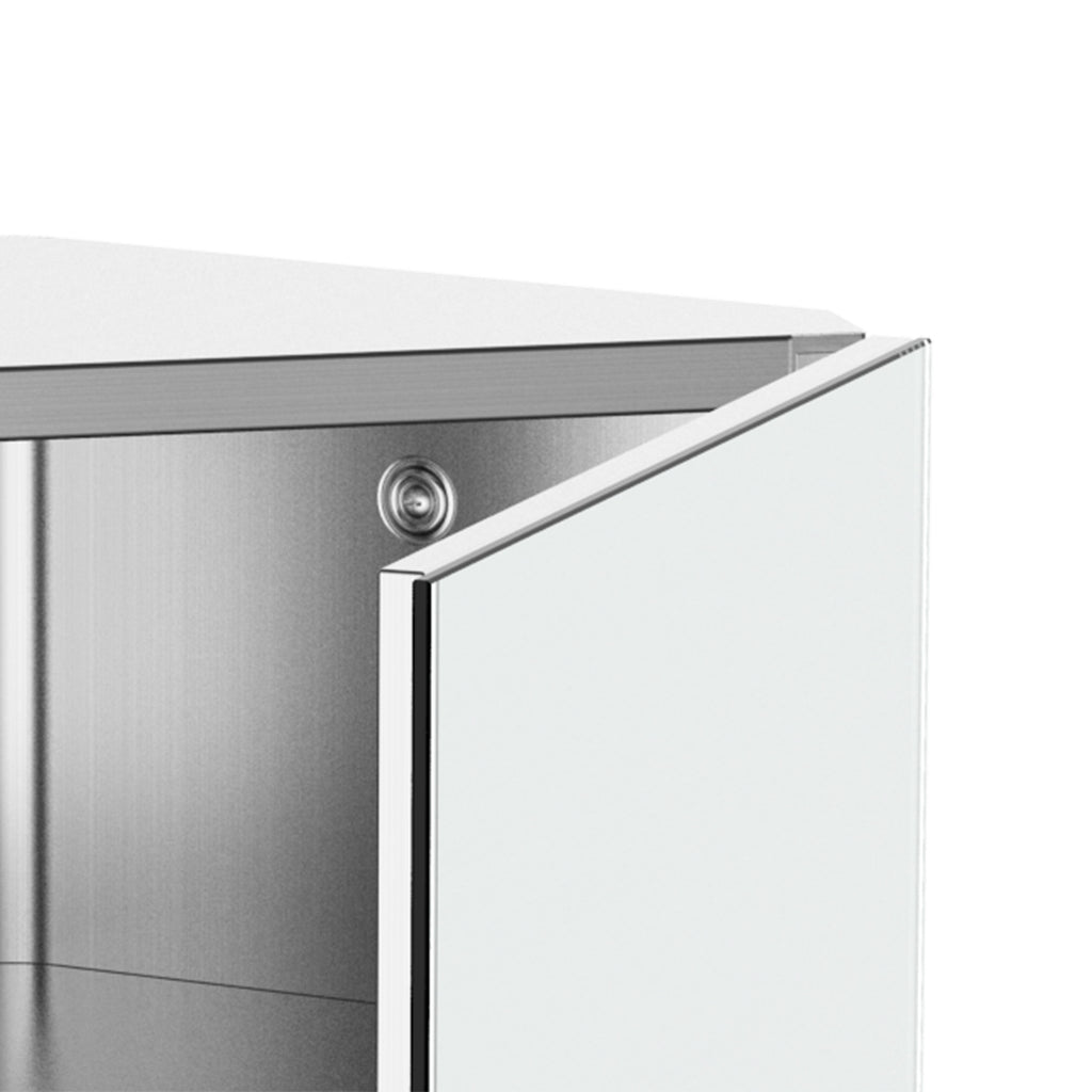 Armoire Miroir Salle de Bain Armoire de Toilette Murale Meuble d'angle 2 étagères dim. 30L x 18,4l x 60H cm Acier INOX.-7