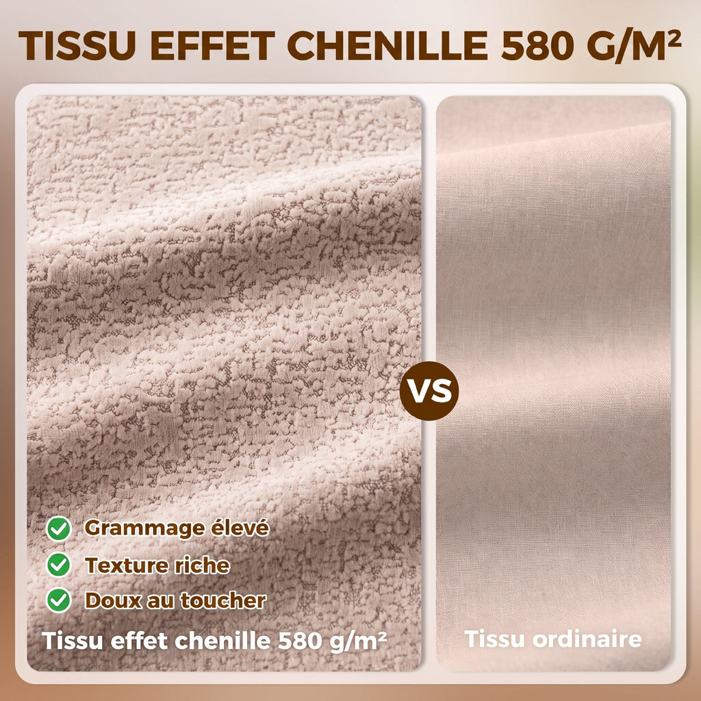 Canapé 3 Places en Chenille 320 cm, Canapé Modulaire, Assise et Accoudoirs Extra-Larges, Entièrement Compressé, Beige-6