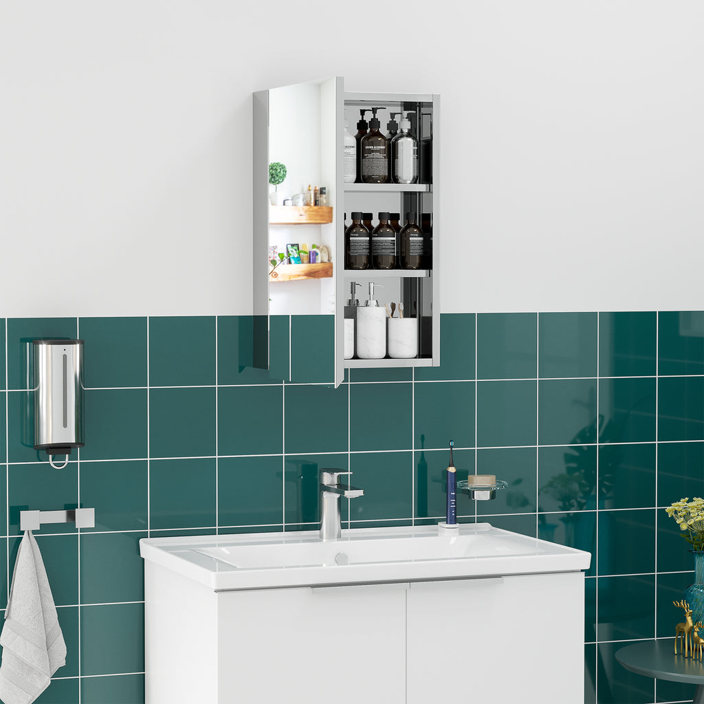 Armoire miroir de salle de bain en acier inoxydable armoire murale de toilette 39 x 12 x 60 cm-9