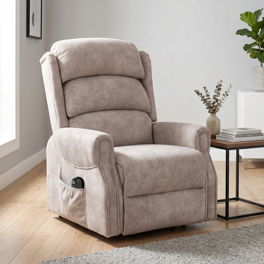 Fauteuil releveur électrique massage par vibrations et chaleur, fauteuil relax électrique en velours, 80x160x82cm, beige-1