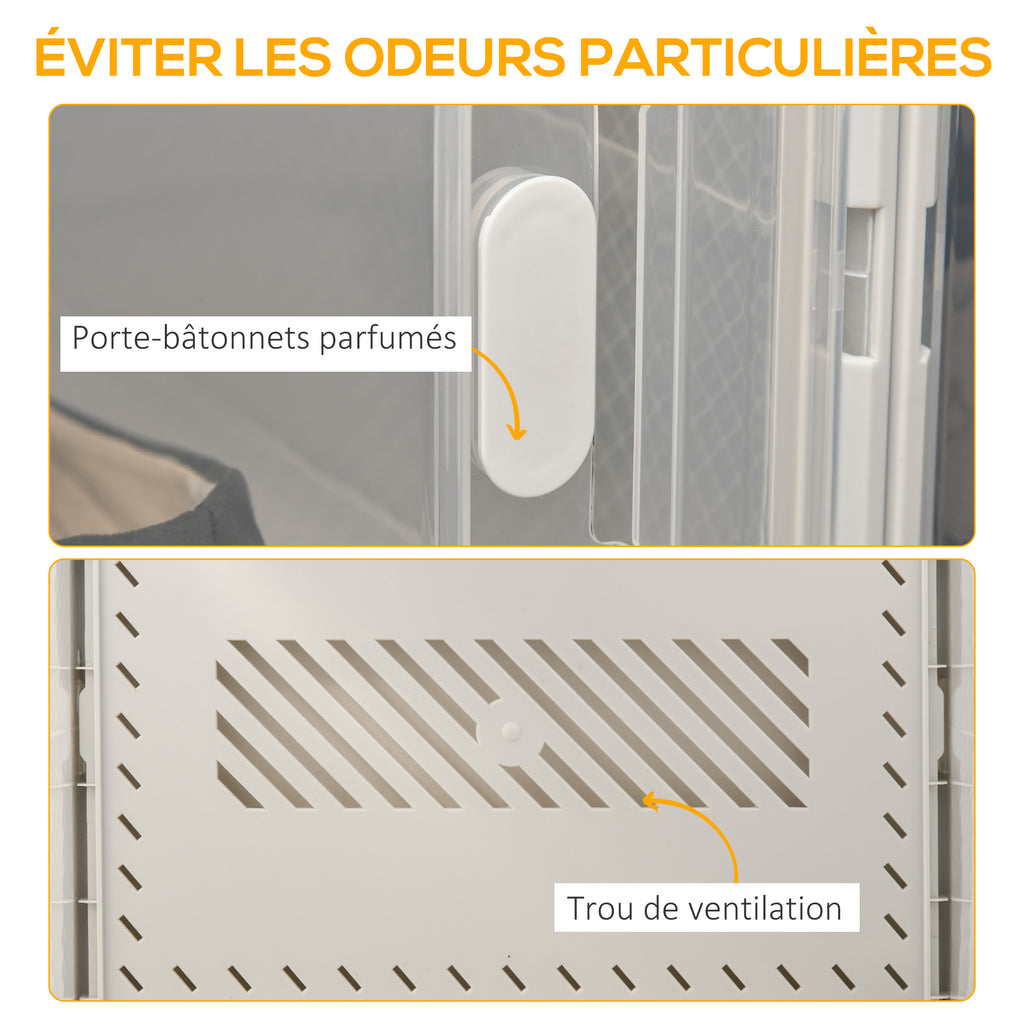 Meuble de rangement modulable, 8 cubes, meuble à chaussures empilables, vêtements, livres, jouets, blanc et transparent-4