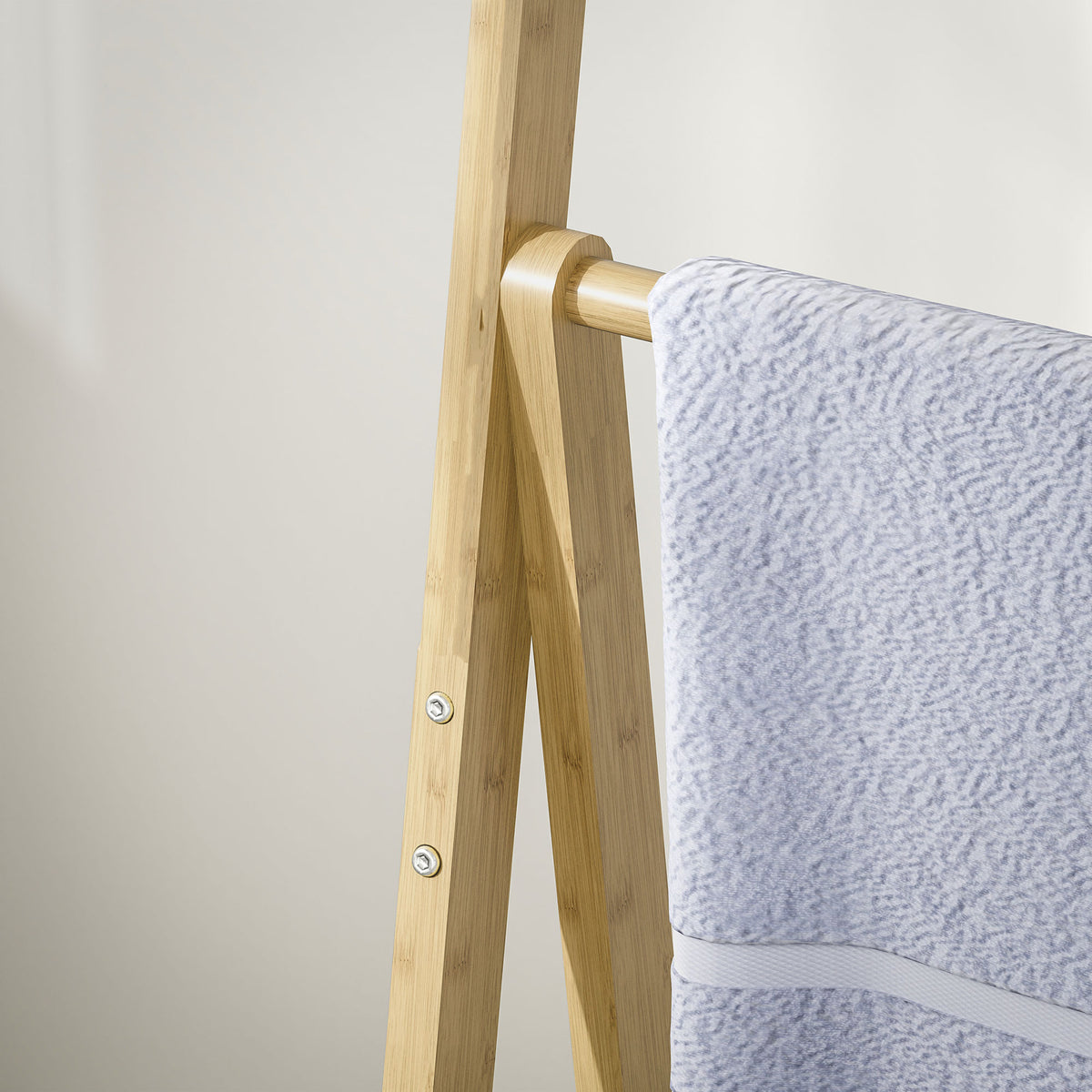Étagère salle de bain en bambou pliable 3 niveaux étagère à échelle porte-serviettes 53,5x30x153cm effet bois naturel-8