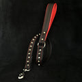 Black soft leather studded leash-0