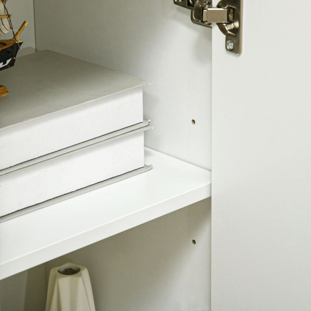 Buffet, meuble de rangement avec 2 portes, 3 tiroirs et pieds en bois massif, style moderne, 90 x 32 x 80 cm, blanc-7