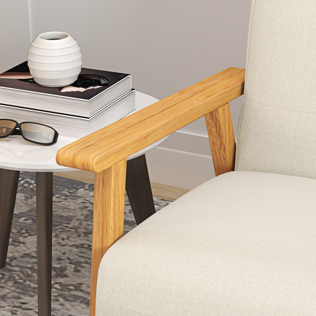 Canapé 2 places 115 cm canapé scandinave avec dossier capitonné, assise rembourrée et accoudoirs, beige-8