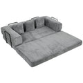Canapé Convertible 3 Places Compressé 5 en 1, Canapé-Lit en Chenille 205cm, Assise Profonde, 2 Coussins, Gris-0