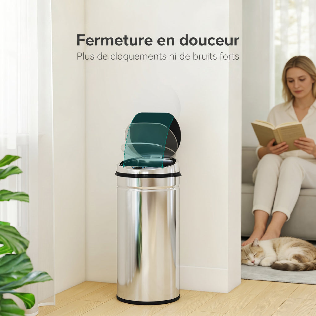 Pattumiera automatica 42 L con sensore e secchio rimovibile, inox-5