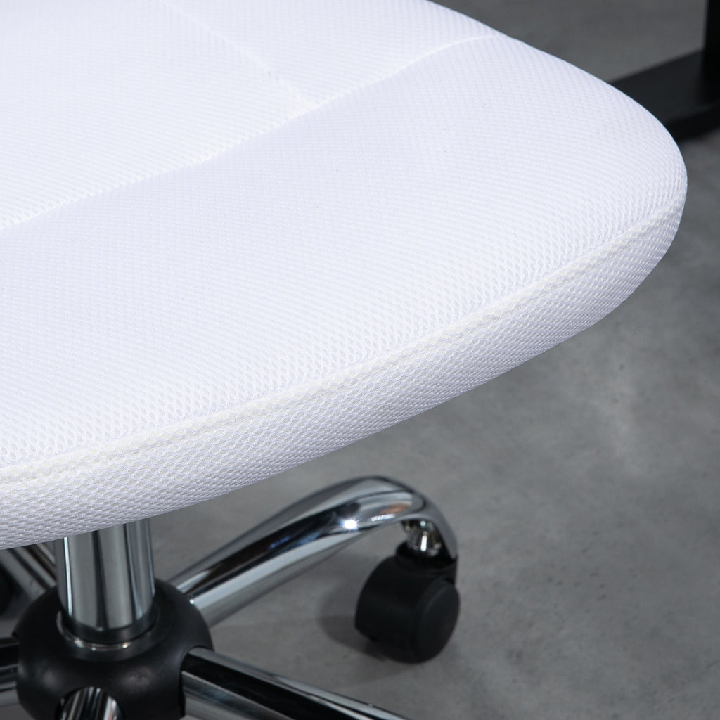 Chaise de bureau ergonomique hauteur réglable piètement chromé pivotant 360° revêtement maille blanc-6