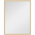 Miroir mural rectangulaire 90 x 70 cm, cadre en bois, idéal pour la salle de bain, salon ou chambre, naturel-0